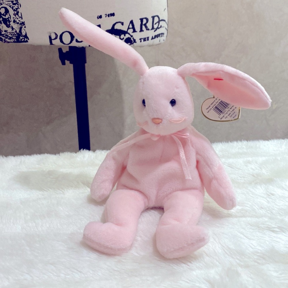 VERY RARE Vintage TY Beanie Babies “Hoppity” Pink Bunny with ORIGIINAL Hang Tag